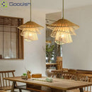 Japanese Wabi Sabi Rattan Pendant Light LED Chandelier by Ljojo for Elegant Home Decor