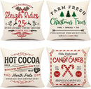 Ljojo Linen Christmas Tree Pillow Cover Set - Winter Home Decorations, 45x45cm