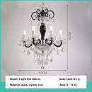 French Black Lustre Chandelier Glass Candle Pendant Light by Ljojo Luxe Crystal Home Decor