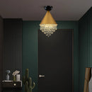 Ljojo Retro K9 Crystal Ceiling Light Fixture Black/Golden LED Cafe Lamp