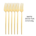 Ljojo Matte Stainless Steel Dinner Fork Set - 6Pcs Gold Silverware Flatware
