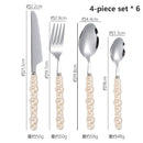 Ljojo 24-Piece Pearl Handle Luxury Cutlery Set - Stainless Steel Knife Fork Spoon Shell Spoon Kit