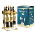 Ljojo 24-Piece Stainless Steel Hammer Pattern Cutlery Set