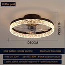 Crystal Led Ceiling Fan Modern Low Noise Remote Control Light Fixture for Home Decoration by Ljojo