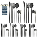 Ljojo 36pc White Gold Stainless Steel Dinnerware Set Flatware Cutlery Kit