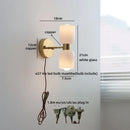 Ljojo LED Wall Lamps 2 Heads Pull Chain Switch White Glass Stair Light