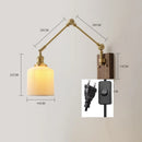 Ljojo Long Arm LED Wall Light with Pull Chain Switch & Walnut Canopy