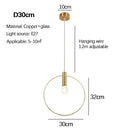Ljojo Modern Minimalist Golden Round Ring Chandelier Pendant Light for Bedroom Dining Room