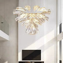 Ljojo Luxury Petal Chandelier Glass Hanging Lamps for High Ceiling Decor