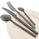 Ljojo 16-Piece Black Stainless Steel Cutlery Set for Western Dining