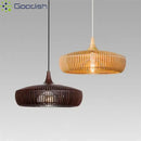 Medieval Bauhaus Birdcage LED Pendant Light Retro Log Wood Hand-Knitted Chandelier by Ljojo