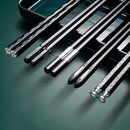 Ljojo 5 Pair Alloy Non-Slip Chopsticks Set for Kitchen Tableware Gift