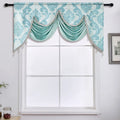 Ljojo Luxury Jacquard Floral Tassel Window Valance for Elegant Home Decor