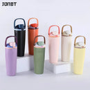 Ljojo 30oz Insulated Water Bottle with Straw - Vacuum Thermos Cup for Hot/Cold Drinks