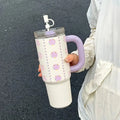 Ljojo 30oz Stainless Steel Insulated Tumbler with Straw - Large Capacity Thermos Bottle