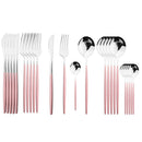 Ljojo 24Pcs Green Gold Stainless Steel Dinnerware Set Cutlery Tableware Silverware