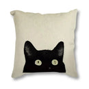 Black Cat & Butterfly Print Linen Cushion Cover by Ljojo - 45x45CM