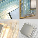 Ljojo Medieval Style Glacier Blue Glass Square Wall Lamp for Living Room and Bedroom