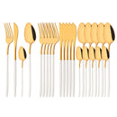 Ljojo 24-Piece Stainless Steel Cutlery Set - Black Mirror Finish