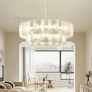 Large White Minimalist Chandelier Acrylic Hanging Lamp for Dining Room by Ljojo