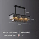 Nordic Luxury K9 Crystal Rectangle Chandelier Smoky Gray Hanging Light - Ljojo