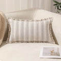 Boho Fringed Edge Striped Pillow Covers 30x50 for Living Room Sofa by Ljojo