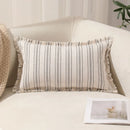 Boho Fringed Edge Striped Pillow Covers 30x50 for Living Room Sofa by Ljojo