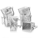 Ljojo Marble White Porcelain Coffee Set for 6 - 6 Cups 5.5 Inch 500ML Square