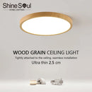 LED Wood Grain Ceiling Light | Modern Circular Ultra-thin Surface Lamp for Home Decoration