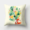 Fox and Bird Polyester Pillowcase by Ljojo: Cartoon Landscape Cushion Cover for Sofa