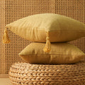 Ljojo Linen Tassel Euro Sham Pillow Covers Square Decorative Neutral Pillowcases