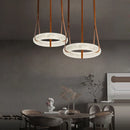 LED Alabaster Resin Ring Leather Belt Chandelier - Modern European Ljojo Lighting for Living Dining Room