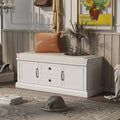 Ljojo™ Entryway Storage Bench with Drawers & Cabinets, Removable Cushion - End of Bed Bench