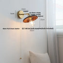 Ljojo LED Walnut Wood Wall Lamp Sconce, Modern Japanese Style, Pull Chain Switch