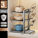 Adjustable Pot Holder with Storage Shelf for Pots, Lids, Pans, and Seasoning Bottles by Ljojo™