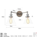 Ljojo 2-Head LED Wall Sconce Industrial Iron Glass Retro Stair Light Fixtures