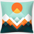 Geometric Mountains & Colorful Birds Pillow Covers by Ljojo