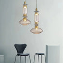 Amber Glass Chandelier Adjustable Elegant Lighting for Living Room by Ljojo