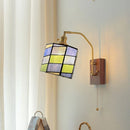 Japanese Retro Wall Lamp Brass Tiffany Shade LED Bedroom Bedside Light Ljojo