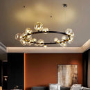 Ljojo Glass Bubble Ring Chandelier Pendant Light for Kitchen Dining Living Room