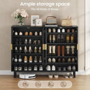 Ljojo™ 4-Door Shoe Storage Cabinet with Adjustable Shelves and Metal Legs