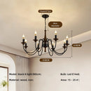 American Retro Candle Chandelier Living Room Solid Wood Iorn Pendant Light by Ljojo