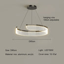Ljojo Modern Acrylic Led Pendant Light Semicircle Chandelier for Living Room Black Bedroom Decor