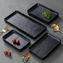 Ljojo Melamine Black Dinner Plate Set - Thick Sushi Pans, Imitation Porcelain Tray