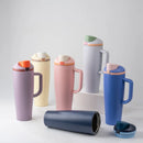 Ljojo 1200ml Car Cup with Flip Lid, Dual Drink Fruit Cup & Insulated Design