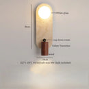 Ljojo Mid Century LED Wall Lamp Yellow Travertine Wood Light for Living Room