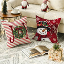 Ljojo Merry Christmas Red Stripes Joy Throw Pillow Cover Snow Gift Box