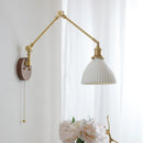 Ljojo LED Wall Light Fixture Modern Style Walnut Copper Bedroom Living Room Bedside Lamp