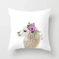 Cute Animals Print Decor Pillowcase by Ljojo - Pink Flower Theme