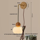 Ljojo LED Wall Sconce Walnut Wood Pull Chain Switch Art Light